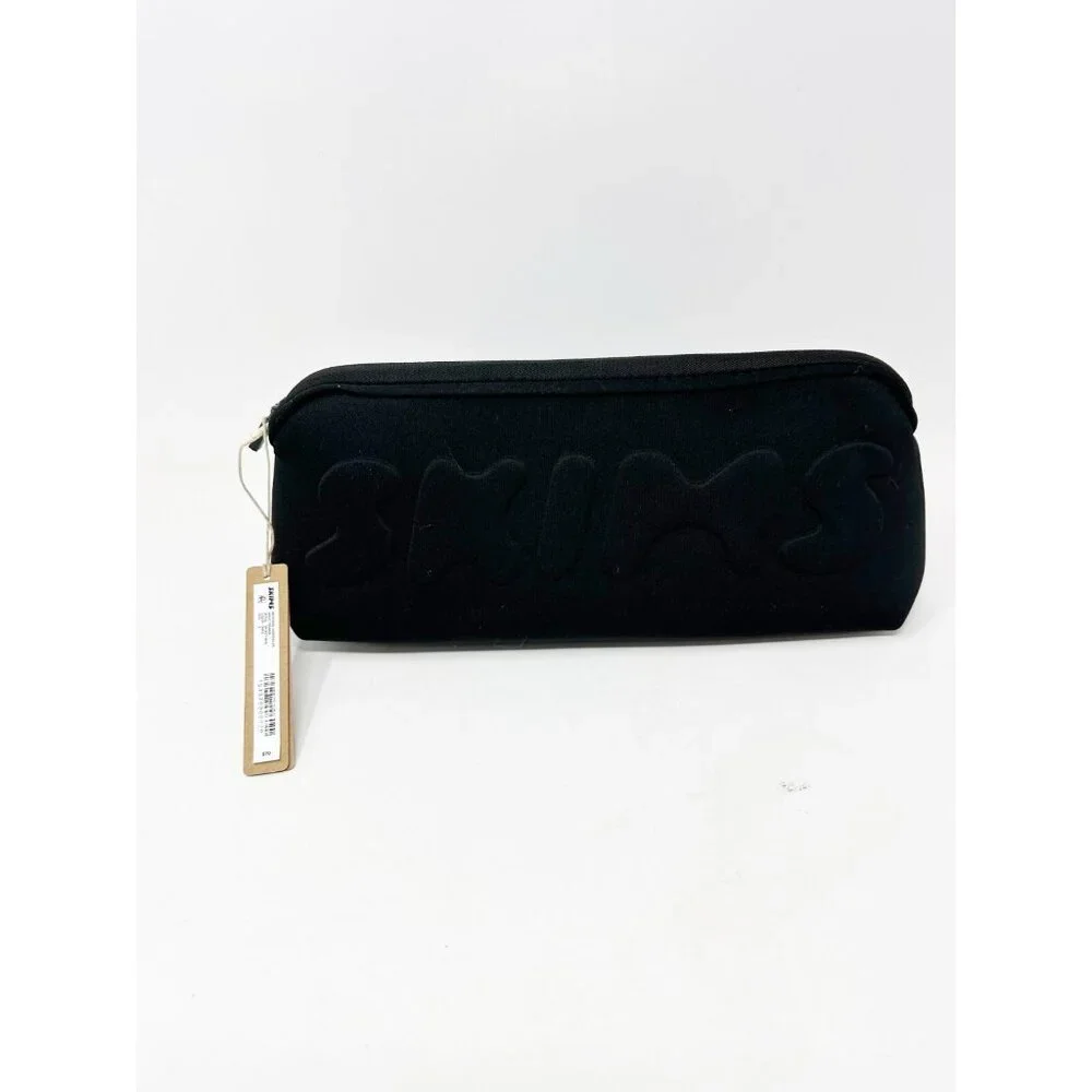 Skims Neoprene Large Zipper Pouch Water Resistant‎ Makeup Bag Clutch Black
